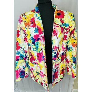 Floral Blazer Jacket By Investments Size 14 Lightweight Dillards